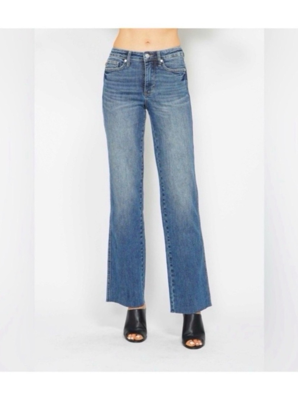JUDY BLUE Straight Leg Raw Crop Jeans Size 31 New! - Picture 3 of 8